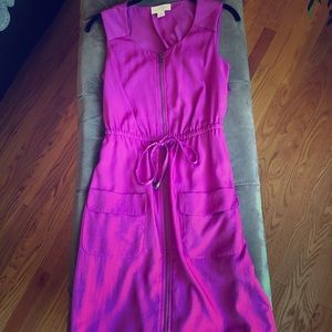 Fun and Flirty Hot Pink Drawstring Dress